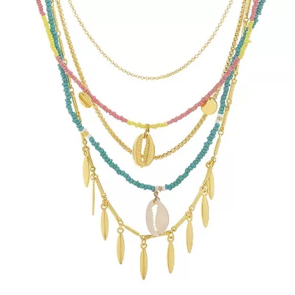 Madden Girl Jewelry - MADDEN GIRL 5-piece Gold-Tone & Shell Layered Necklace Gift Set